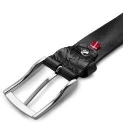 BSWK Vincio | Ceinture Noire En Cuir Pleine Fleur Avec Imprimé Croco -Bijouterie Soldes Boutique 2 4 vinko 5