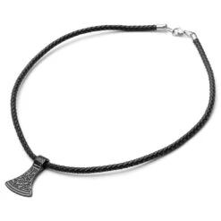 Fort Tempus Collier En Cuir Noir Et Rune Hache De Thor -Bijouterie Soldes Boutique 2 4 153