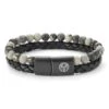 Lucleon Bracelet Icon En Cuir Et En Perles De Pierre Grises -Bijouterie Soldes Boutique 20321