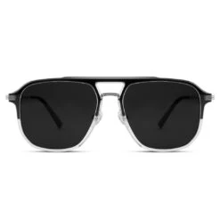 Arkai Occasus | Lunettes De Soleil à Verres Sombres Polarisés Et Double Pont Noir Et Transparent