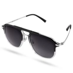 Arkai Occasus | Lunettes De Soleil à Verres Mi-sombres Polarisés Et Double Pont Noir Et Transparent -Bijouterie Soldes Boutique 22 5c arksan