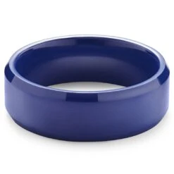 Lucleon Ferrum | Anneau Bleu En Céramique Brossée à Bords Biseautés Polis - 8 Mm -Bijouterie Soldes Boutique 24 22holivud