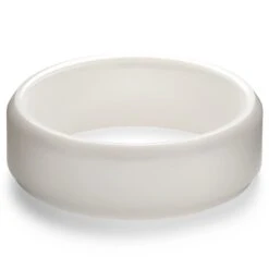 Lucleon Ferrum | Anneau Blanc En Céramique Brossée à Bords Biseautés Polis - 8 Mm -Bijouterie Soldes Boutique 25 22holivud
