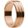 Lucleon Ferrum | Anneau à Double Rainure En Acier Inoxydable Brossé Et Poli Couleur Or Rose - 8 Mm