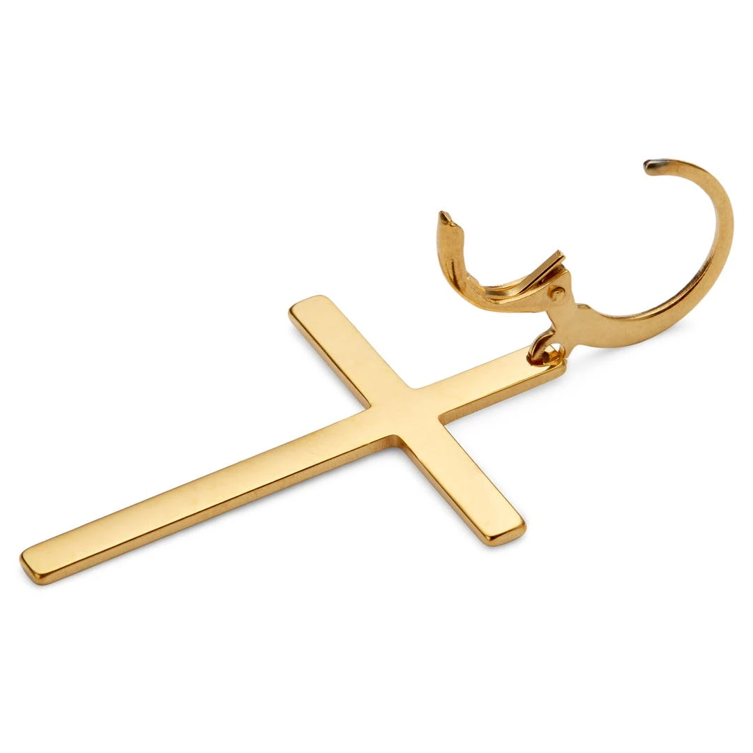 Fort Tempus Boucle D'oreille Avec Pendentif Croix Dorée 4 Fort Tempus Boucle D'oreille Avec Pendentif Croix Dorée – Image 2