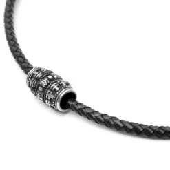 Fort Tempus Collier En Cuir Noir Et Pendentif Motif Tête De Mort -Bijouterie Soldes Boutique 3 2 145 1 191