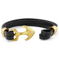 Fort Tempus Bracelet Noir Et Doré à Fermoir Ancre Marine -Bijouterie Soldes Boutique 3 3 245
