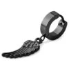 Otsu Boucle D'oreille Floyd Noire Avec Pendentif En Forme D'aile