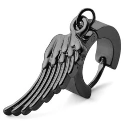 Otsu Boucle D'oreille Floyd Noire Avec Pendentif En Forme D'aile 9 Otsu Boucle D'oreille Floyd Noire Avec Pendentif En Forme D'aile -Bijouterie Soldes Boutique 30 3addda