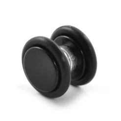 Fort Tempus Boucle D'oreille Magnétique Noire & Caoutchouc 8mm