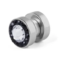 Fort Tempus Boucle D'oreille Magnétique à Cristaux Noirs Et Translucides De 8 Mm