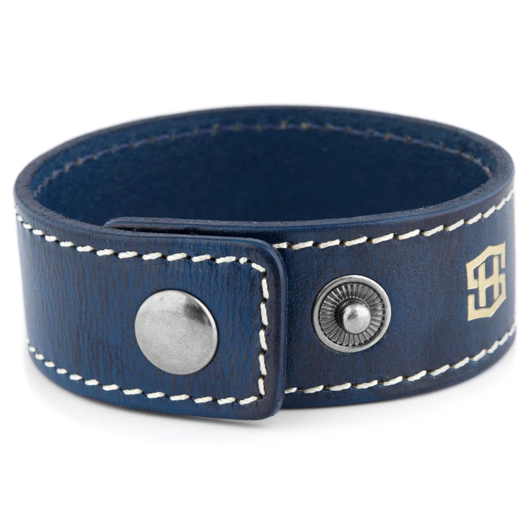 Salt & Hide Bracelet En Cuir Bleu Reeve 4 Salt & Hide Bracelet En Cuir Bleu Reeve – Image 2