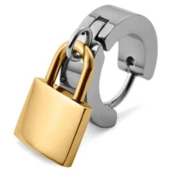 Otsu Boucle D'oreille Floyd Argenté Et Doré Avec Pendentif Cadenas -Bijouterie Soldes Boutique 39 3addda