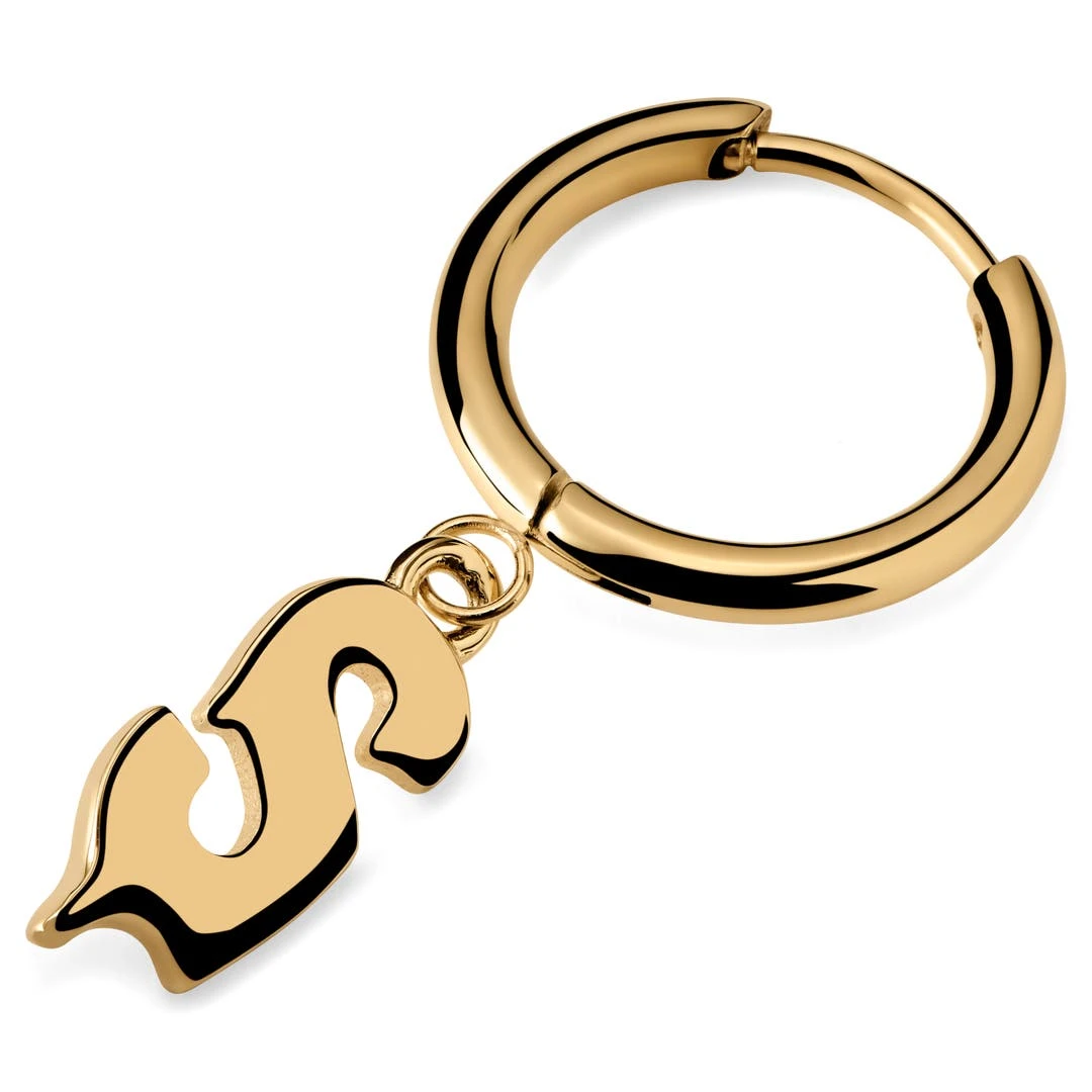 Otsu Fahrenheit | Boucle D'oreille Avec L'initiale S En Acier Doré 3 Otsu Fahrenheit | Boucle D'oreille Avec L'initiale S En Acier Doré