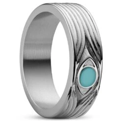 Waykins Evil Eye | Bague En Acier Inoxydable Argenté 7 Mm