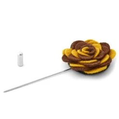 Warren Asher Boutonnière à Fleur Pivoine Marron Et Jaune -Bijouterie Soldes Boutique 43 24