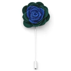 Warren Asher Boutonnière à Fleur Douce Verte Et Bleu Royal