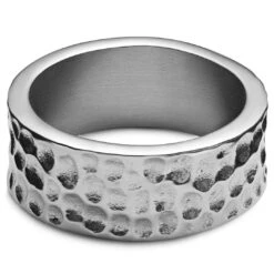 Arkai Orphic | Bague En Acier Inoxydable Argenté Martelé Et Brossé - 9 Mm -Bijouterie Soldes Boutique 5 1.bd85e743449c72c5a492566ba51950d6 8