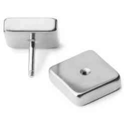 Lucleon Boucle D'oreille Carrée En Acier Argenté - 10 MM -Bijouterie Soldes Boutique 5 2.2da1db1b7c5df1b431869f8b69a3e839