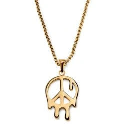 Otsu Fahrenheit | Collier à Pendentif En Métal Doré Peace & Love