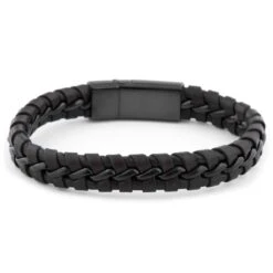 Lucleon Bracelet Tressé En Cuir Noir à Fermoir Magnétique -Bijouterie Soldes Boutique 6 1 72 2 67 3 66