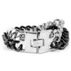 Fort Tempus Bracelet En Acier Argenté Et Noir Double Chaîne -Bijouterie Soldes Boutique 6 2 47 2 30