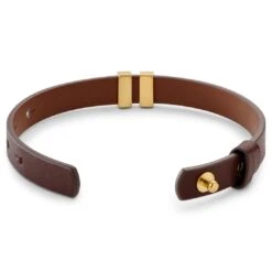 Lucleon Nomen | Bracelet En Cuir Brun Avec Plaque D'identité Dorée -Bijouterie Soldes Boutique 6 3imme