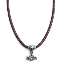 Fort Tempus Collier En Cuir Marron Et Pendentif Celtique Double Face