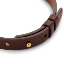 Lucleon Nomen | Bracelet En Cuir Brun Avec Plaque D'identité Dorée -Bijouterie Soldes Boutique 6 4imme