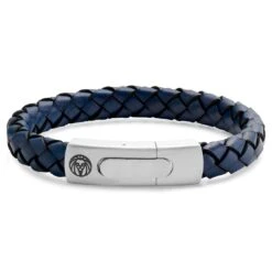 Lucleon Bracelet Bolo Massif En Cuir Bleu Uni