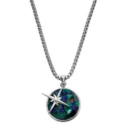 Arkai Atlas | Collier Argenté à Pendentif étoile Polaire Et Pierre D'azurite Et Malachite
