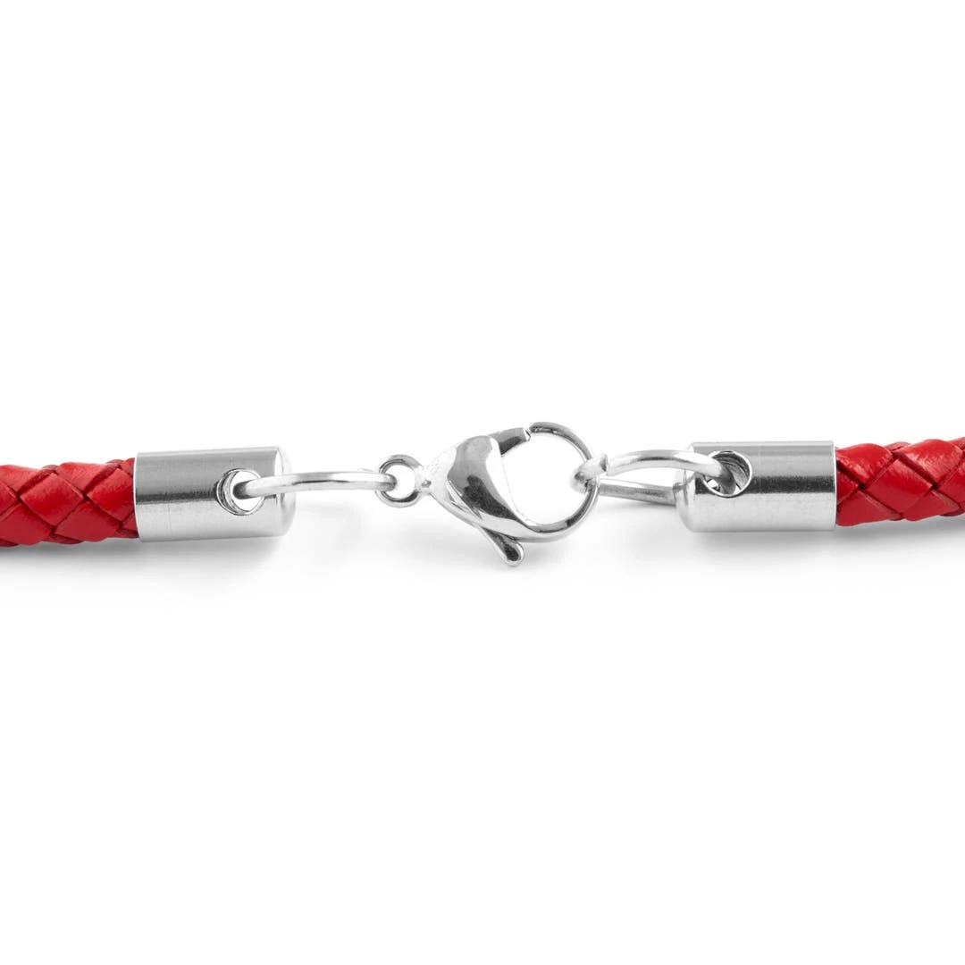 Collin Rowe Collier En Cuir Rouge Tressé 5mm 7 Collin Rowe Collier En Cuir Rouge Tressé 5mm – Image 5