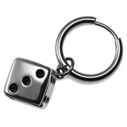 Lucleon Boucle D'oreille En Acier Argenté Avec Pendentif Dé