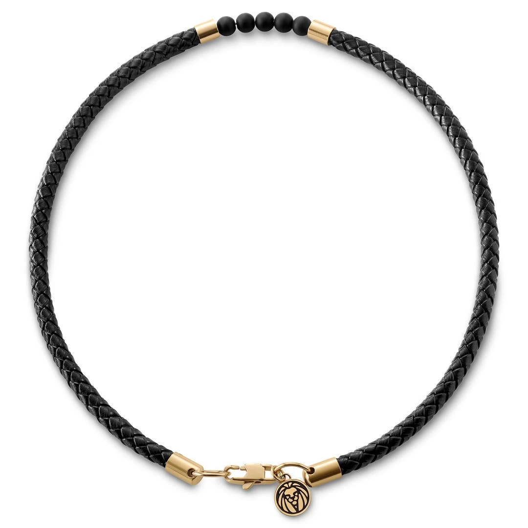 Lucleon Tenvis | Collier En Cuir Avec Onyx Et Pendentifs Dorés 5 Mm 4 Lucleon Tenvis | Collier En Cuir Avec Onyx Et Pendentifs Dorés 5 Mm – Image 2