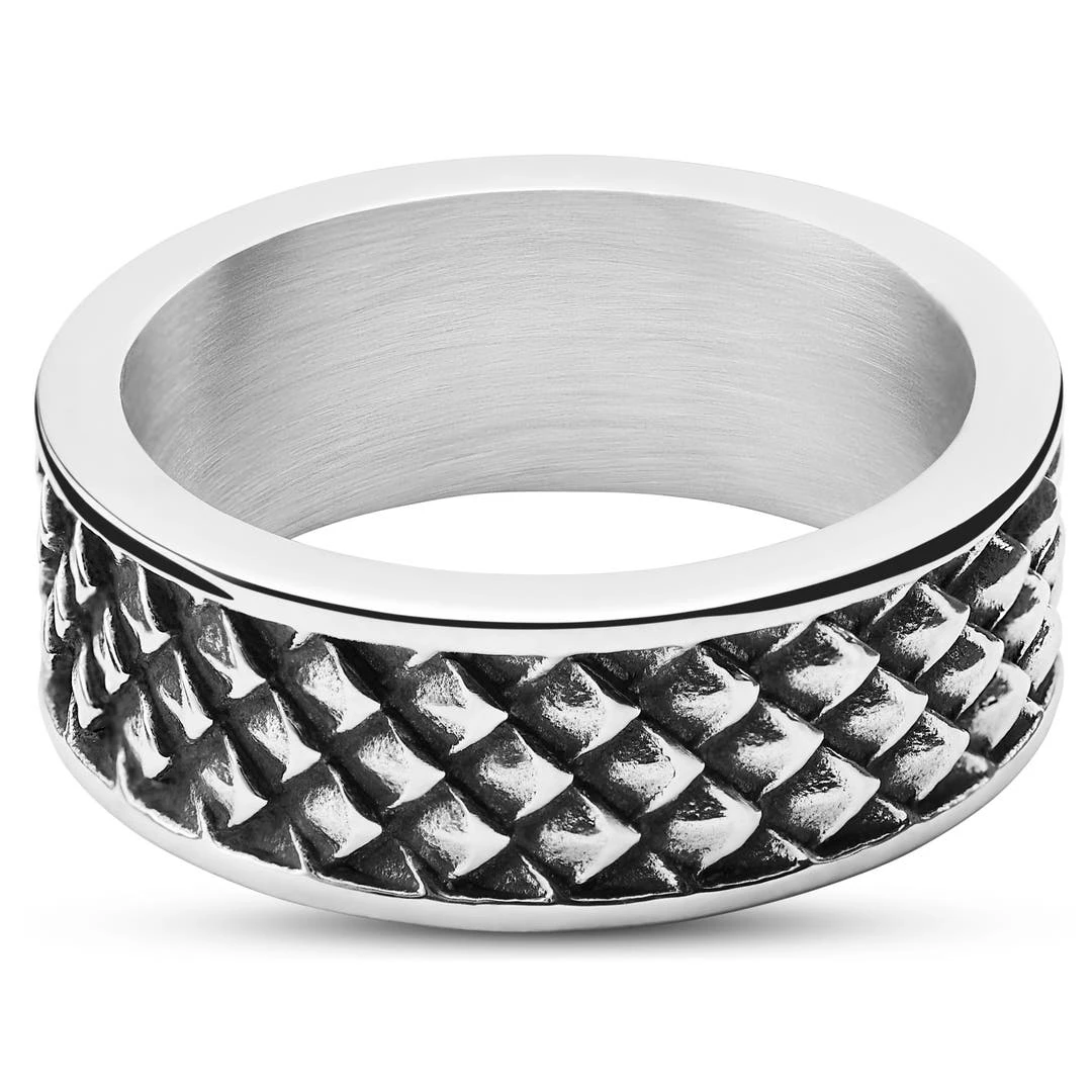 Moody Mason Bague Noire Et Acier à écailles De Dragon 4 Moody Mason Bague Noire Et Acier à écailles De Dragon – Image 2