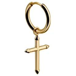 Lucleon Boucle D'oreille Dorée Vasilios Avec Pendentif En Croix Pointue -Bijouterie Soldes Boutique 8 3 24276 vas2