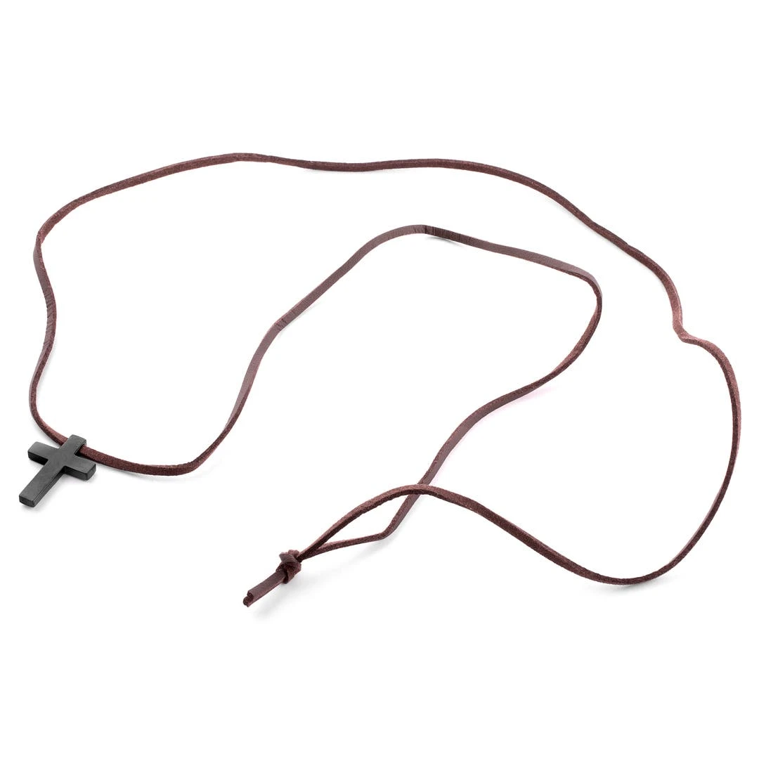 Lucleon Collier "Le Fils" à Croix Chrétienne En Métal Noir Et Cordon De Cuir 5 Lucleon Collier "Le Fils" à Croix Chrétienne En Métal Noir Et Cordon De Cuir – Image 3