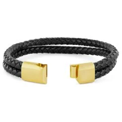 Fort Tempus Bracelet Tressé Noir Et Doré à Double épaisseur -Bijouterie Soldes Boutique 8 3 1 203 2 11