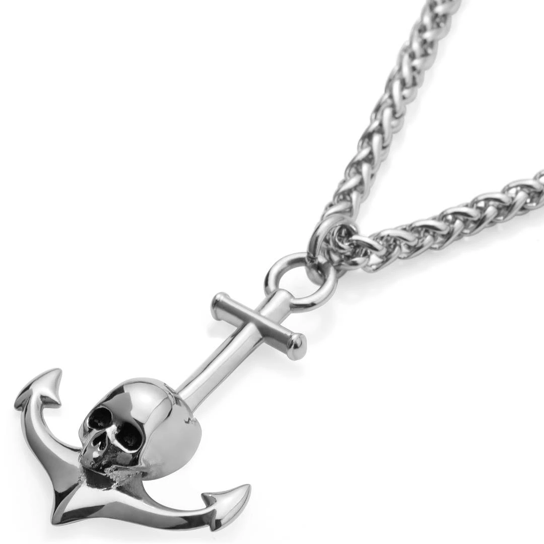 Lucleon Collier Tadd En Acier Avec Ancre Et Tête De Mort 4 Lucleon Collier Tadd En Acier Avec Ancre Et Tête De Mort – Image 2