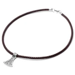 Fort Tempus Collier En Cuir Marron Et Rune Argentée -Bijouterie Soldes Boutique 9 1 14 2 288
