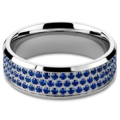 Lucleon Hyperan | Anneau Argenté En Titane Avec Zircones Bleues - 8 Mm -Bijouterie Soldes Boutique 9 2 hiperr