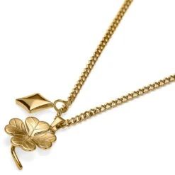 Seizmont Ace | Collier à Double Pendentif Doré "L'as De Carreau" Et "Le Trèfle à 4 Feuilles" -Bijouterie Soldes Boutique 9 2.519380194758aea901803c4bf25f5575
