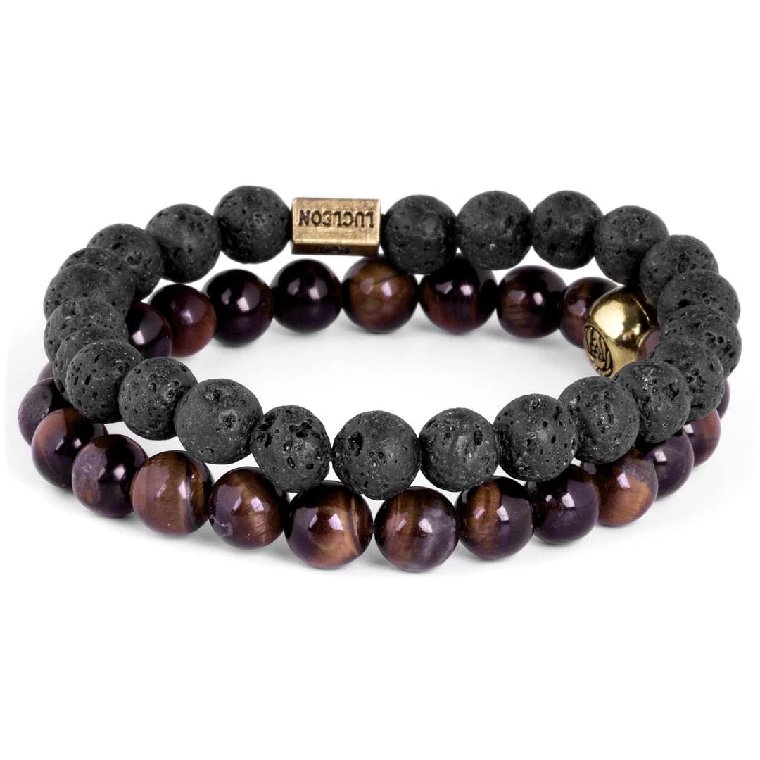 Lucleon Bracelet Miro à Oeil De Tigre Rouge & Pierre De Lave 4 Lucleon Bracelet Miro à Oeil De Tigre Rouge & Pierre De Lave – Image 2