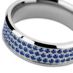 Lucleon Hyperan | Anneau Argenté En Titane Avec Zircones Bleues - 8 Mm -Bijouterie Soldes Boutique 9 3 hiperr
