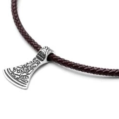 Fort Tempus Collier En Cuir Marron Et Rune Argentée -Bijouterie Soldes Boutique 9 3 134