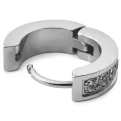 Lucleon Boucle D'oreille Floyd En Acier à Zircones -Bijouterie Soldes Boutique 9 3zirka