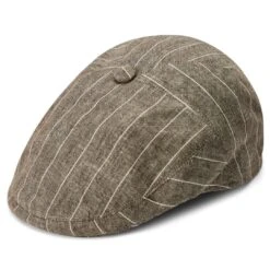 Fawler Casquette Plate à Rayures Marron Et Blanc Marco Moda