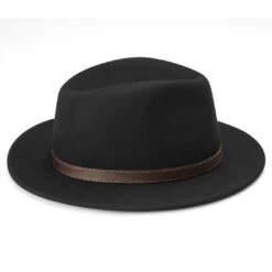 Fawler Chapeau Fédora Flavio Moda Noir à Bord Plat -Bijouterie Soldes Boutique Hat 9 3 copy 3