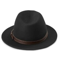 Fawler Chapeau Fédora Flavio Moda Noir à Bord Plat -Bijouterie Soldes Boutique Hat 9 4 copy 3