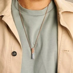 Arkai Collier Rico à Pendentif Couleur Or Rose Et Argent -Bijouterie Soldes Boutique ak rico collection model5794 c